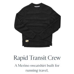 Tracksmith rapid transit crew wool blend sweater black size small